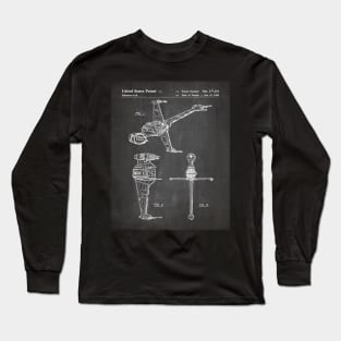 Sci-Fi Movies Patent - Science Fiction Fan Space Ship Art Art - Black Chalkboard Long Sleeve T-Shirt